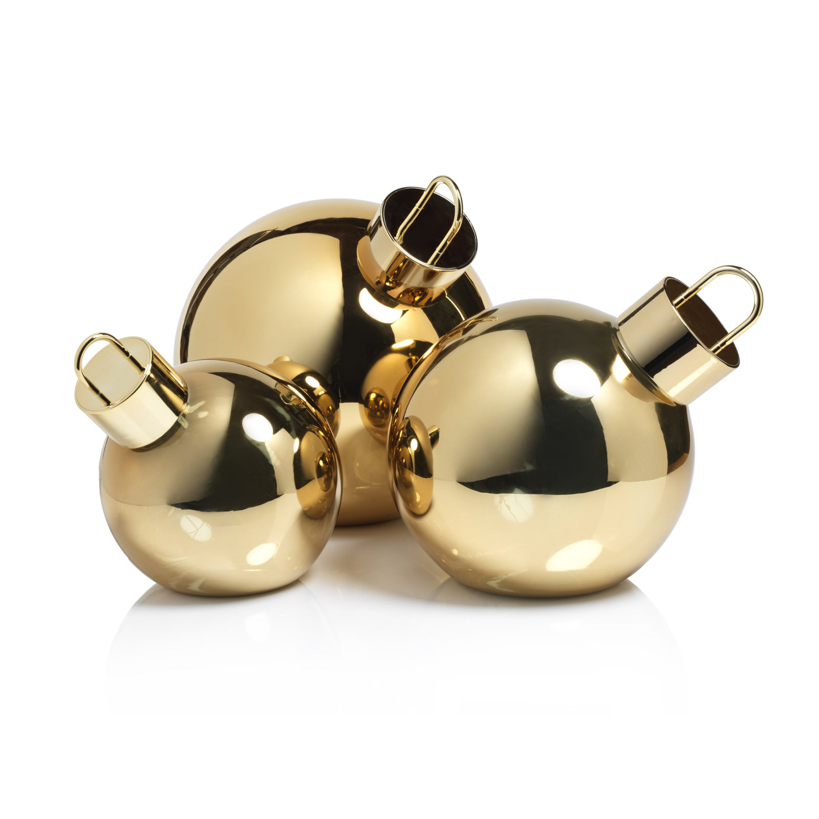 Lighted Glass Slanted Ball Christmas Ornament, Gold, 11.75" H x 11.75" W x 11.75" D