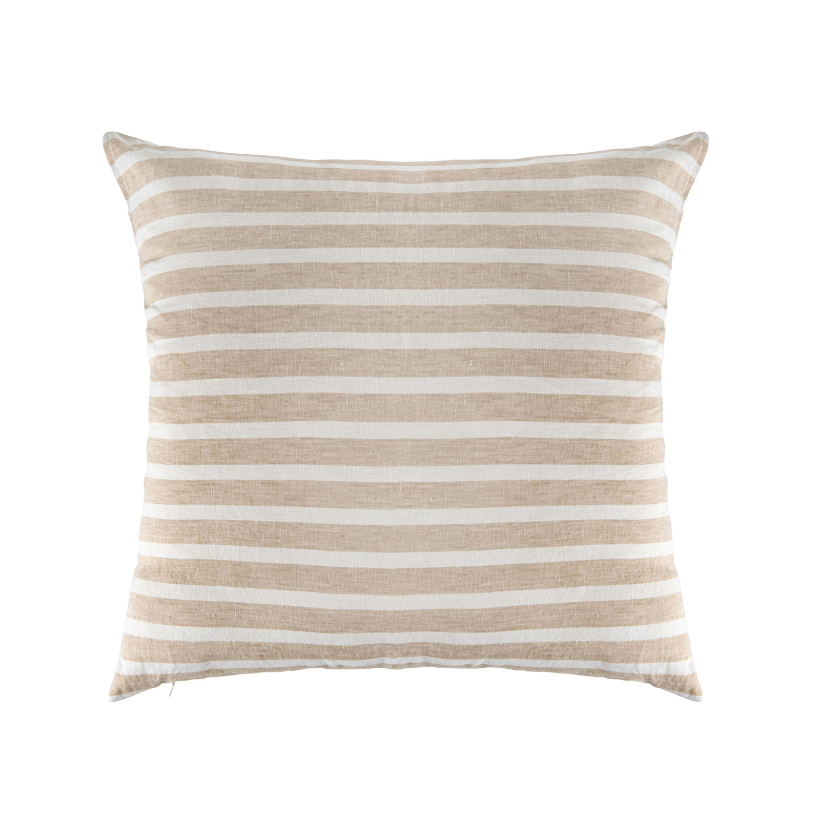 100% French Linen Pillow Sham, Putty & Cream Stripe, Square 26", Pillow Cover Only - No Insert