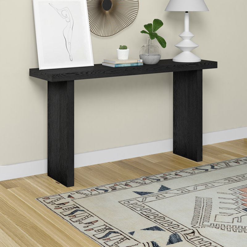 Chery 55" Wide Rectangular Console Table, Black