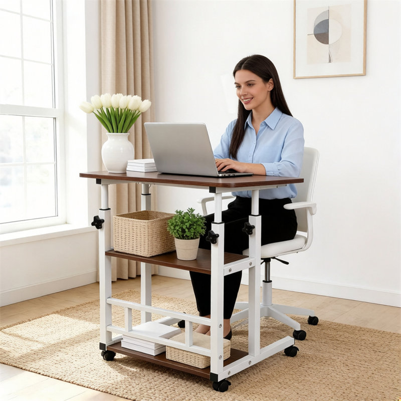 Height Adjustable Laptop Desk with Wheels