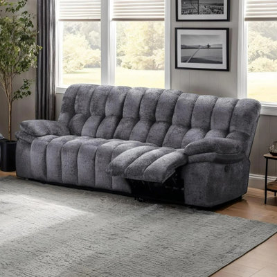 92.4" W Transitional Manual Sofa, Dark Gray