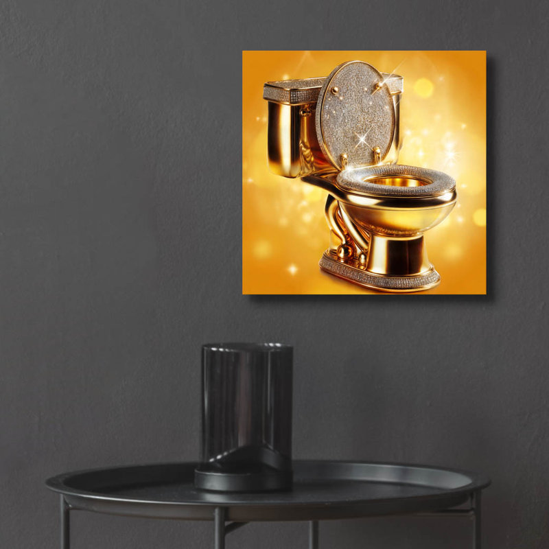  «The Throne - Gold and Diamonds toilettes» par Rey Klimt, art mural en acrylique, 12 po x 12 po