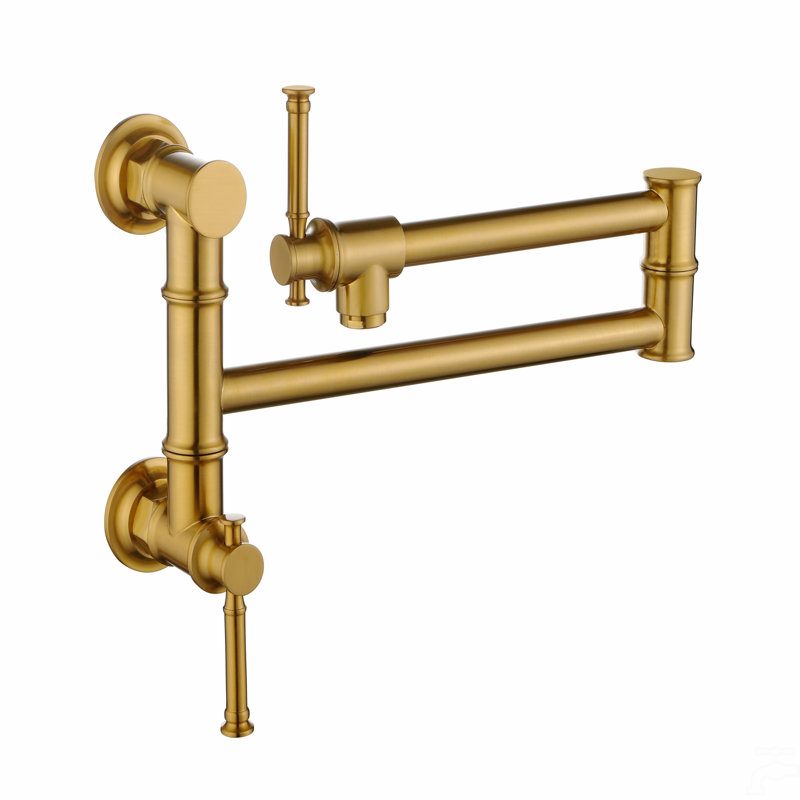 Wall Mounted Pot Filler Faucet, Modern Brass Pot Filler Two-Attachment Wall Mount Folding Kitchen Pot Filler Swing Arm