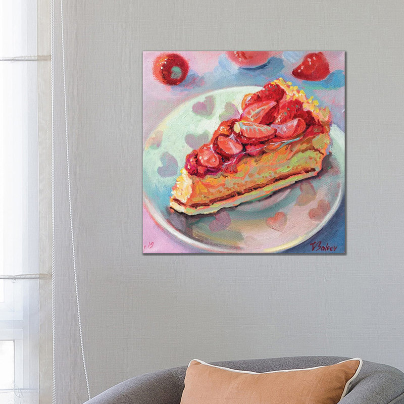 Piece Of Strawberry Pie by Katharina Valeeva - Wrapped Canvas Painting, 66.04 cm H x 66.04 cm W x 1.91 cm D