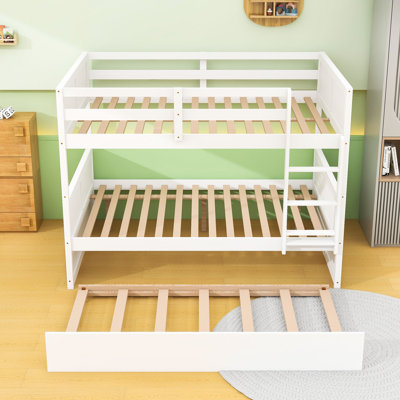 Full-Over-Full Bunk Bed With Twin Trundle And Guardrails