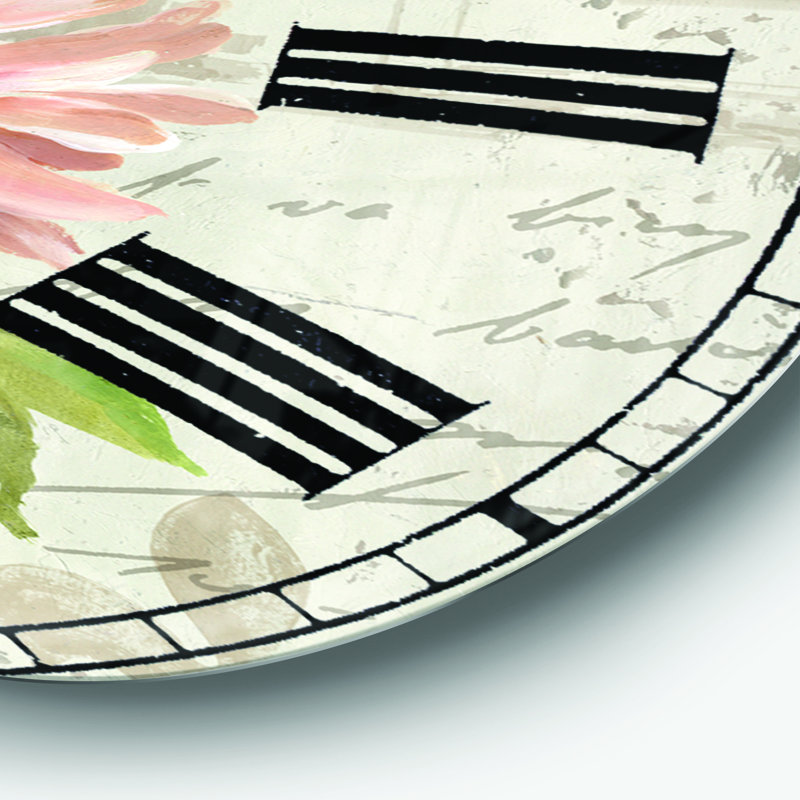 Horloge murale rouge - Fleurs peintes rouges sur une carte postale II, Moyen