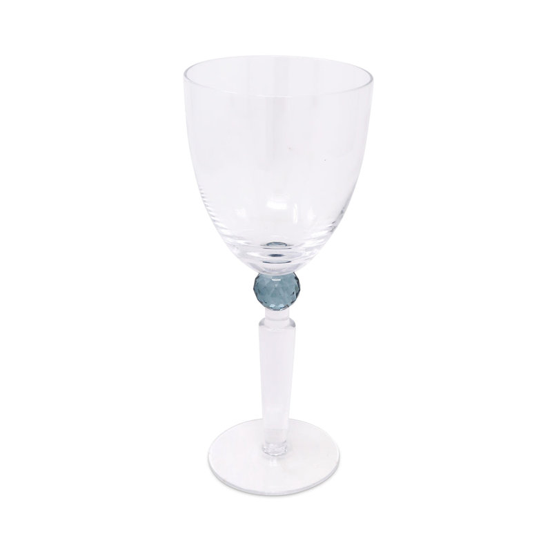 6 verres à vin sur pied avec diamant fumé, Bleu