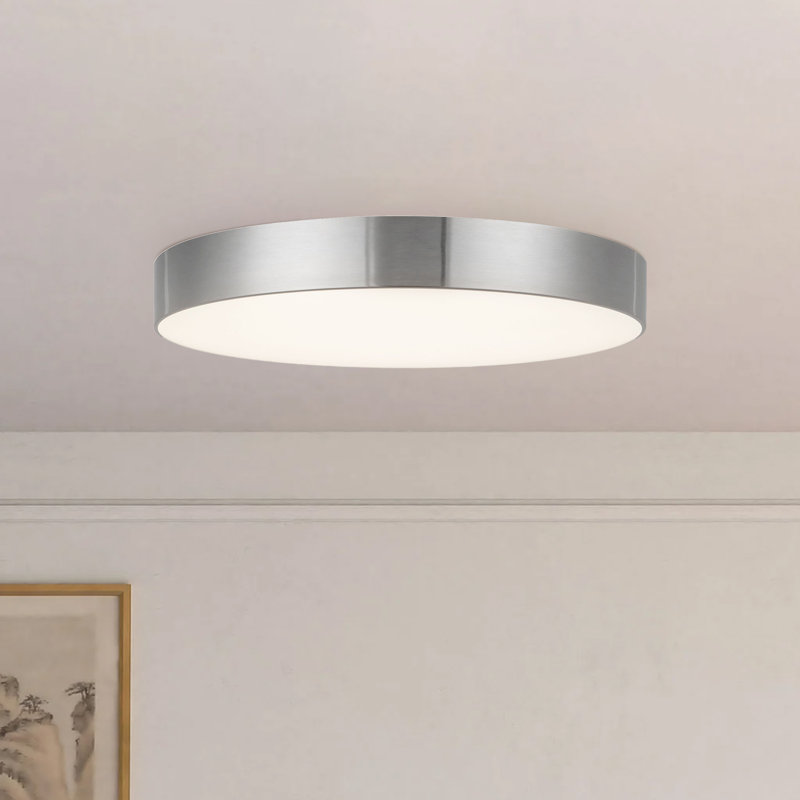Musa 11-in Black dimmable LED Flush Mount, Nickel