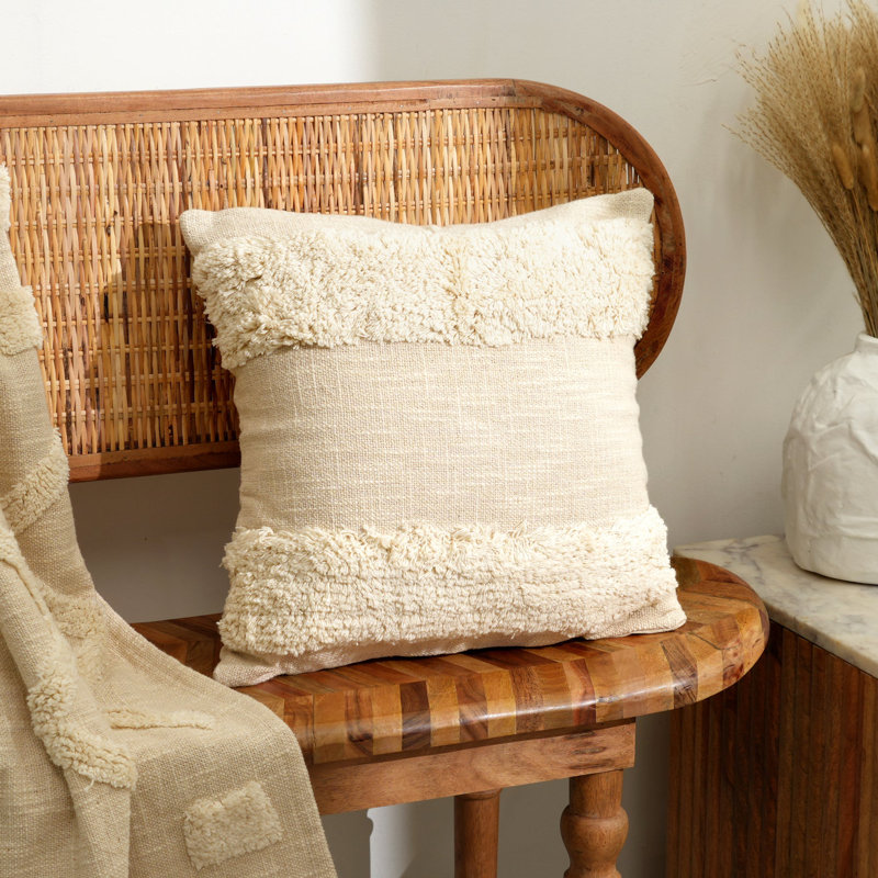 Square Cushion, Ivory Geometric