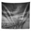Tapisserie et pont en bois noir et blanc pilier seascape