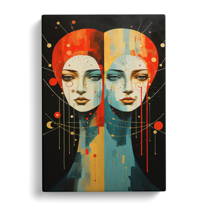 Gemini Zodiac Dadaism Art - Wrapped Canvas