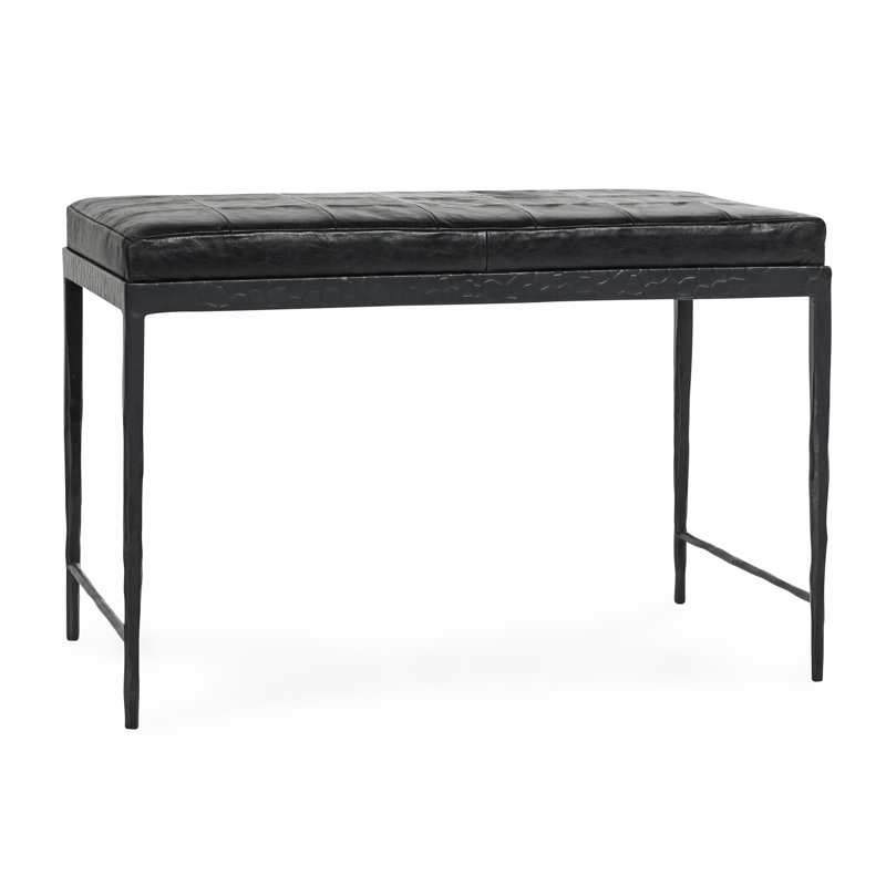Banc en cuir Malo, Noir, noir, noir, noir