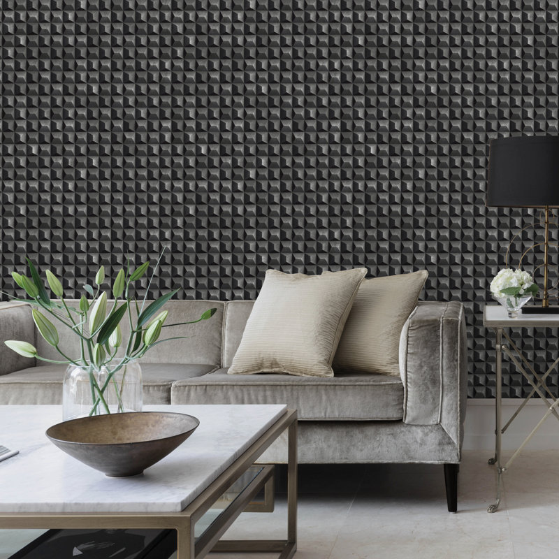 Romero 10m x 53cm Wallpaper Roll, Black