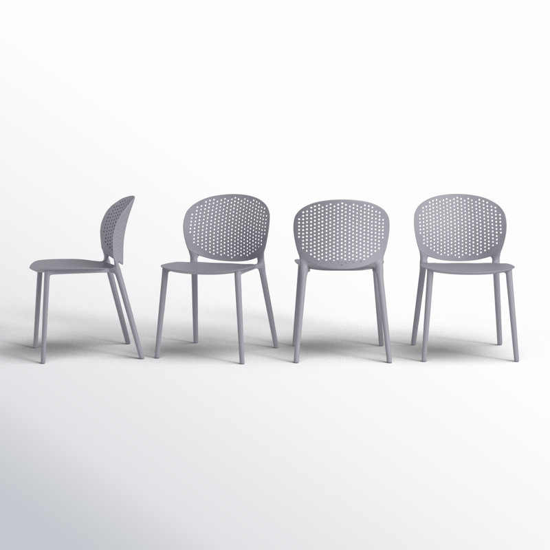Light Gray Stackable UV Resistant Armless Dining Chairs Set
