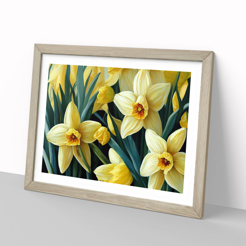 Bewitching Daffodil Flowers - Single Picture Frame Print, 34cm H x 46cm W x 2cm D, Oak Framed