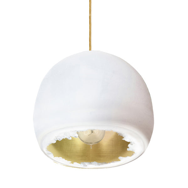 1 - Light Pendant, Brass, White/Brass