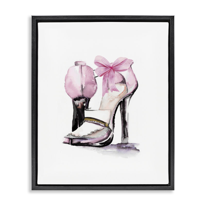 Cadre flottant à talons roses pastel de luxe, design par Stella Chang, Cadre flottant noir de jais, H 21 po x l 17 po