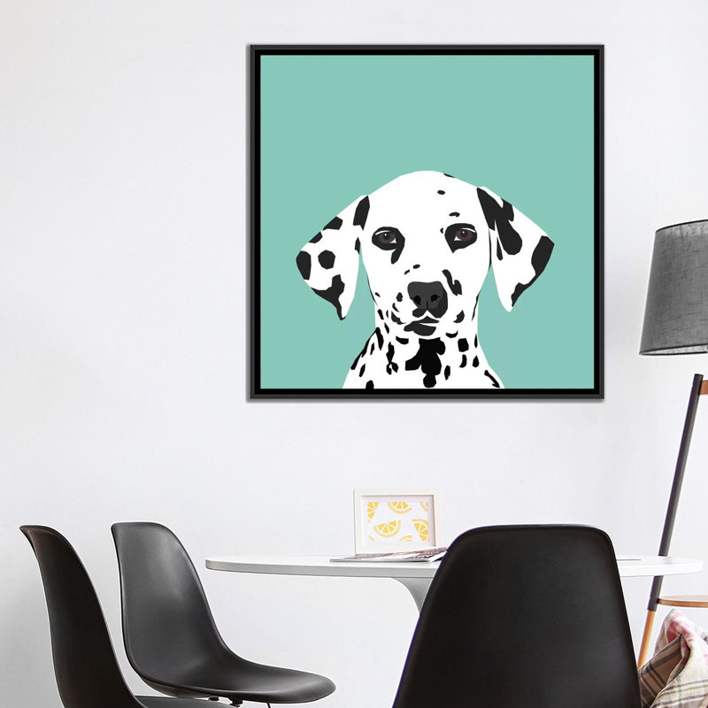 Dalmatien, impression sur toile tendue, H 37 po x l 37 po x P 1,5 po, Toile avec cadre noir, Pas de tapis