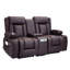 Canapé inclinable causeuse, canapé inclinable électrique avec chauffage et massage et minuterie, canapé électrique inclinable en cuir PU avec console centrale, ports USB, porte-gobelets et sacs latéraux pour le salon