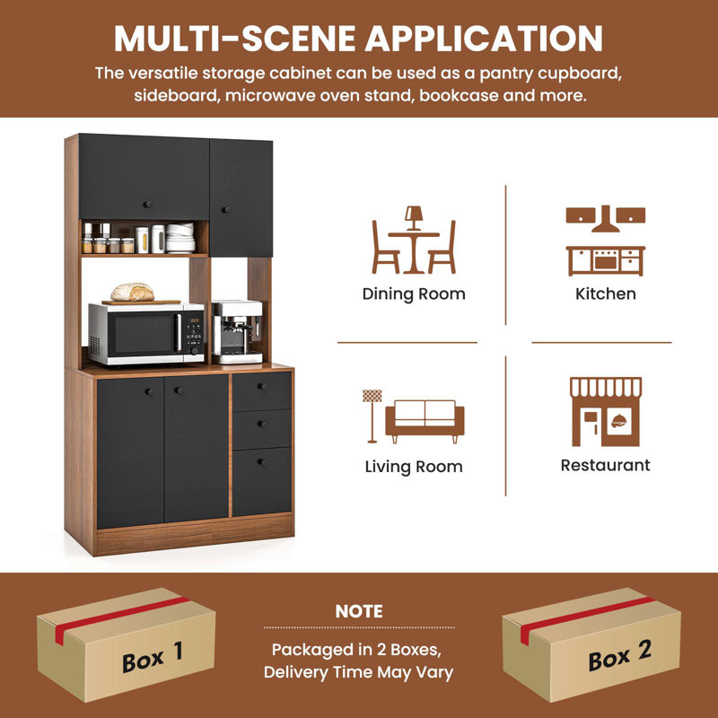 Garde-manger de 71 po Nycere, Noyer + noir