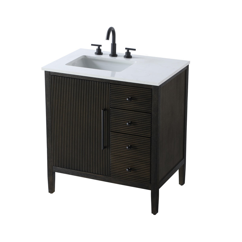 32 inch Single Bathroom Vanity, Chocolate Oak