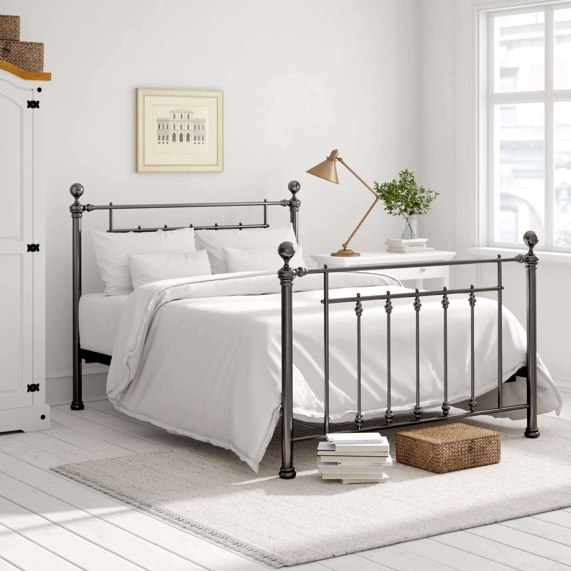 Wayfair white deals iron bed