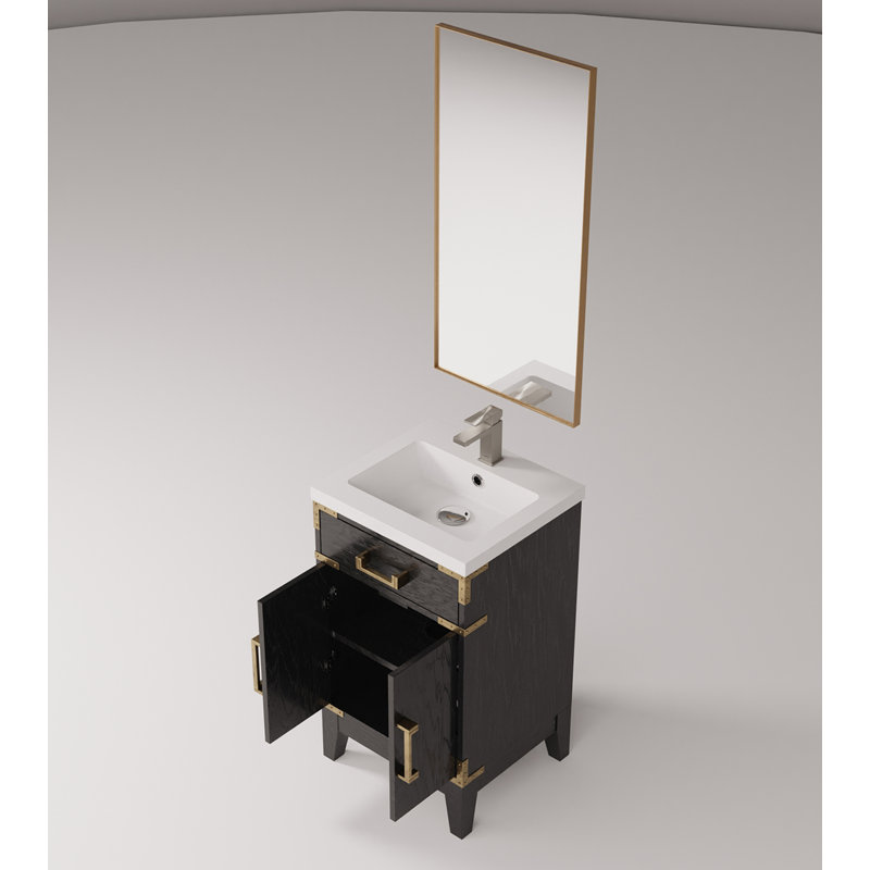 Meuble-lavabo simple 20 po X P 18 po D, comptoir en acrylique, 18 po Ensemble miroir et robinet