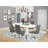 9-Piece Dining Table Set Includes a Dining Room Table and 8 Grey Linen Fabric Parson Chairs with High Back - Linen White-549247768-549247769-612764825