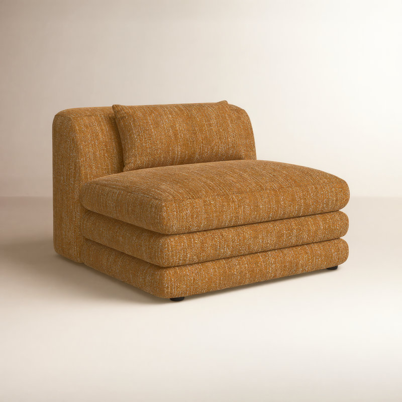 Donia Upholstered Slipper Chair, Amber Glow Mustard Tweed