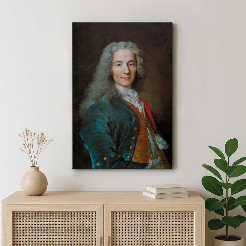 Voltaire Enlightenment Thinker Portrait, H 48 po x l 32 po x P 1,5 po, Toile tendue