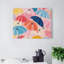 Art mural parapluie coloré, cadre en bois intégré, l 16 x L 20