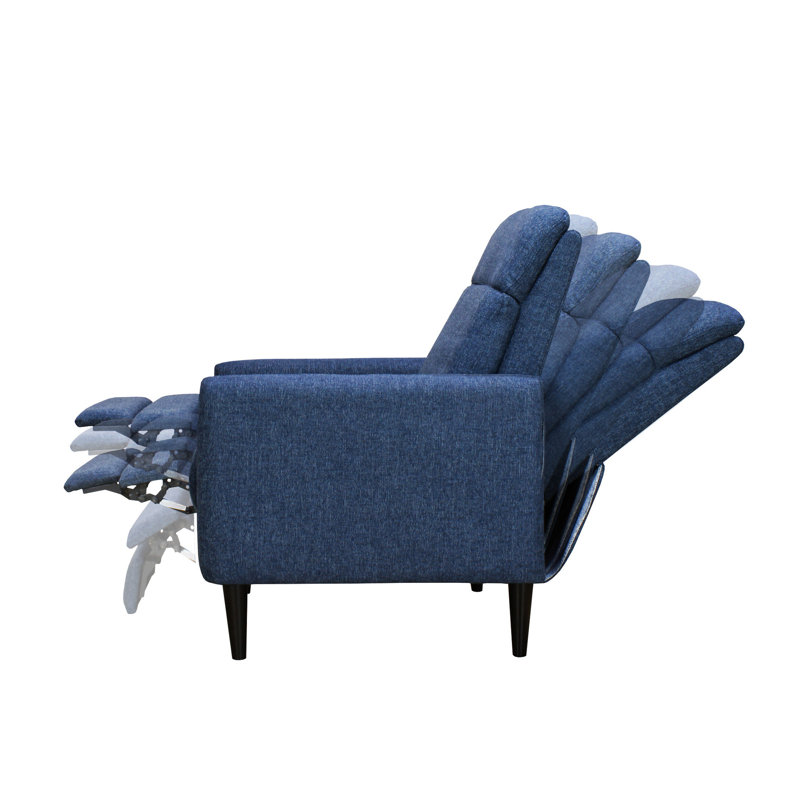 Fauteuil inclinable par pression, bleu - rembourré pour plus de confort, 30 po de profondeur, 34 de largeur, 40 de hauteur, 75 lb de poids