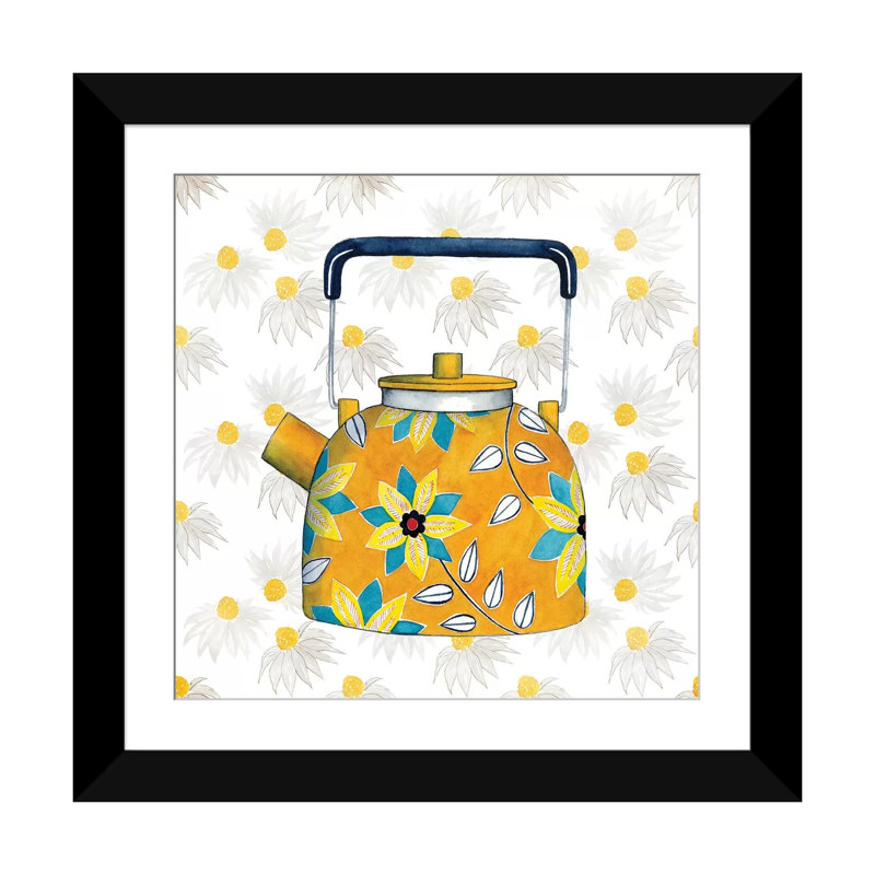 «Sweet Teapot III», impression sur toile, H 16 po x l 16 po x P 1 po, Papier d'art encadré noir, Blanc