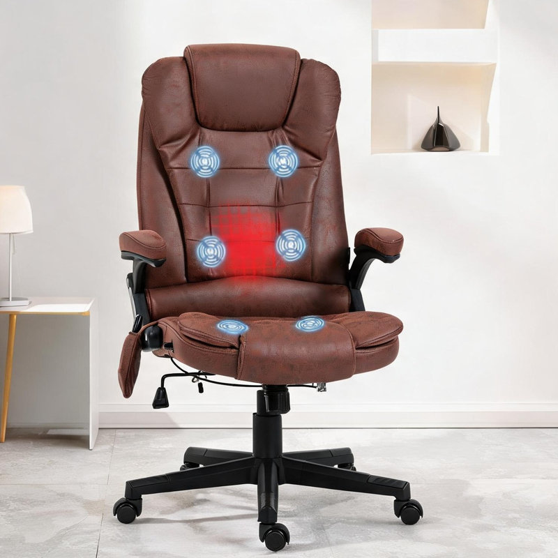 Chaises de bureau en polyester et mousse rouges avec siège inclinable, conception réglable et télécommande, 25,5 po x 28 po x 47,2 po
