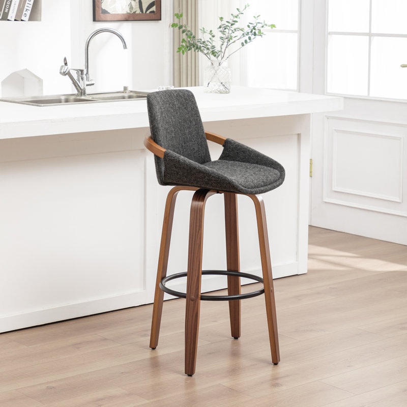 Swivel Upholstered Counter Stool, Grey, Bar Stool (76.2cm Seat Height)