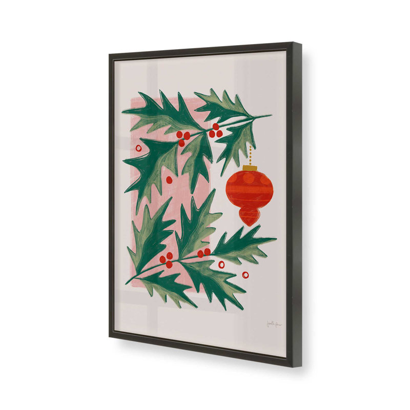 Impression de verdure de Noël II dans un cadre blanc opaque, H 15 po x l 12 po x P 1,25 po, Cadre noir satiné