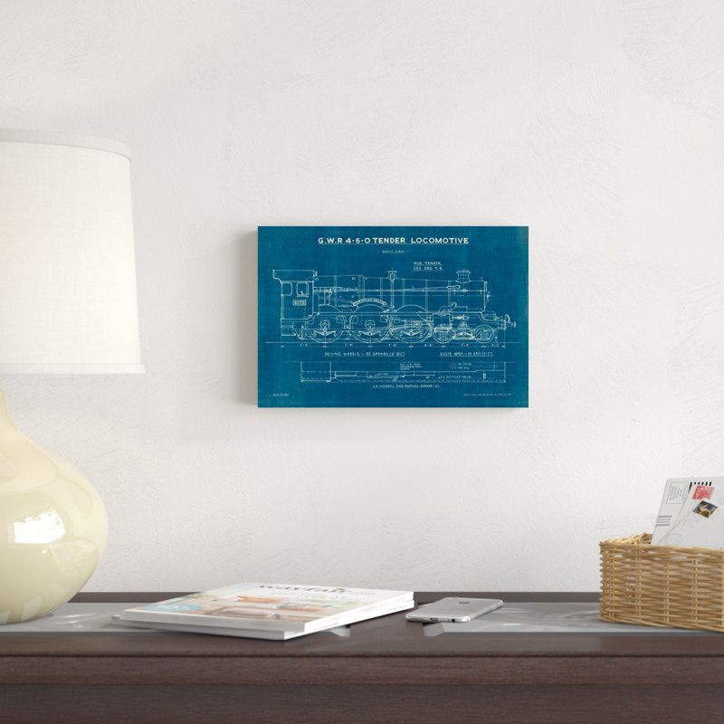 «Locomotive Blueprint I» par Wild Apple Portfolio - impression sur toile tendue, H 8 po x l 12 po