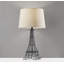 Lampe de bureau tour Eiffel, abat-jour en tissu blanc, motif en relief 3D