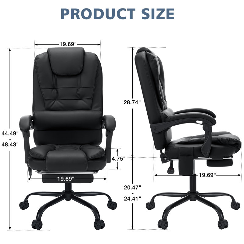 Fauteuil de bureau ergonomique avec repose-pieds Massage, Noir