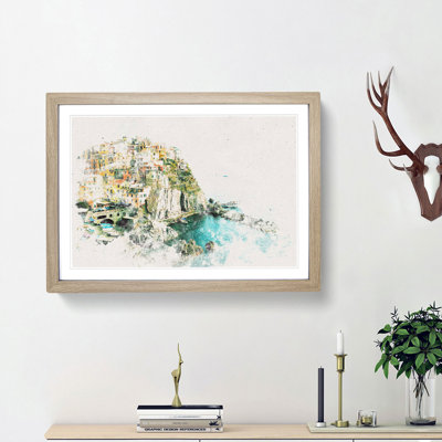 Manarola in Italy Watercolour - Picture Frame Graphic Art Print