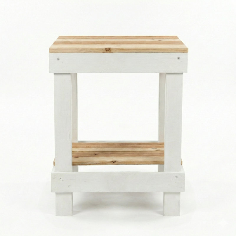 Juliana Solid Wood End Table, Natural/White, 23" H x 20" W x 13.5" D