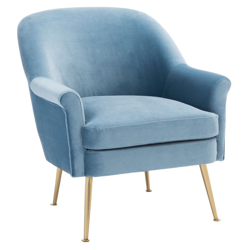 Zahir Velvet Armchair, Light Blue Velvet