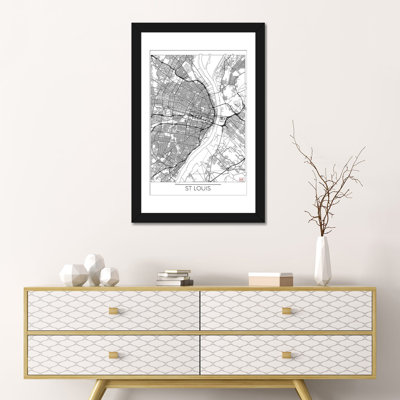 « st. louis minimal urban blueprint map », reproduction d’impression sur toile