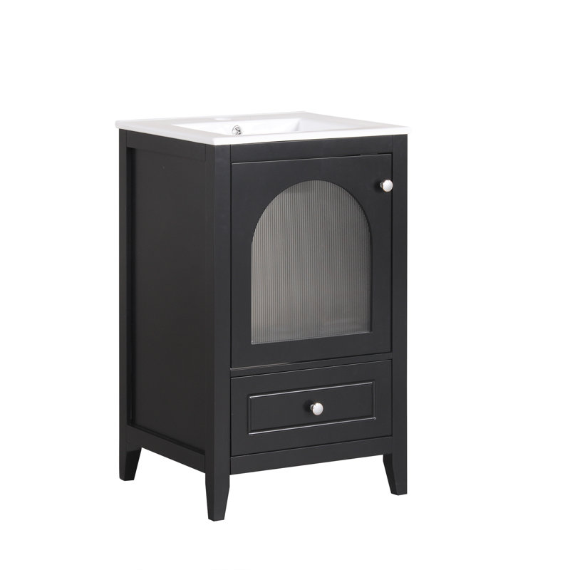 Meuble-lavabo 20 po avec lavabo, Noir