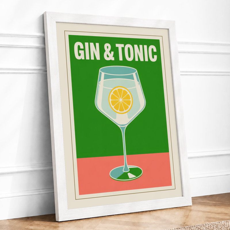 Gin and Tonic Retro - Framed Print, A1 - 84.1 x 59.4 cm, White