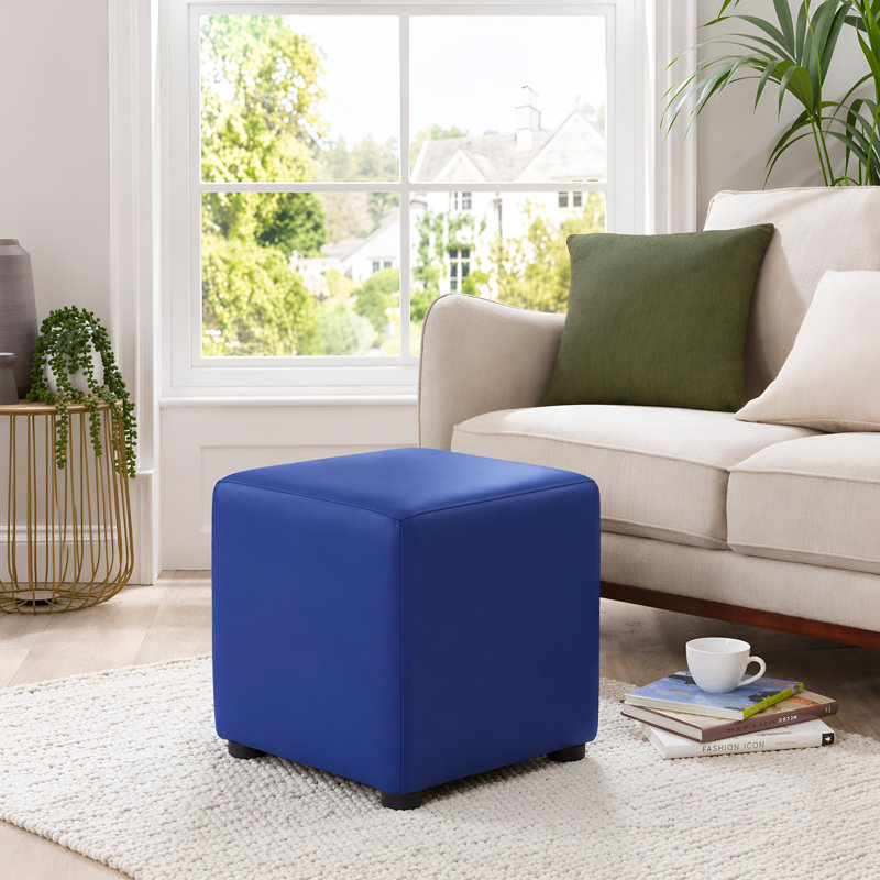 Faux Leather Cube Seating, Cornflower