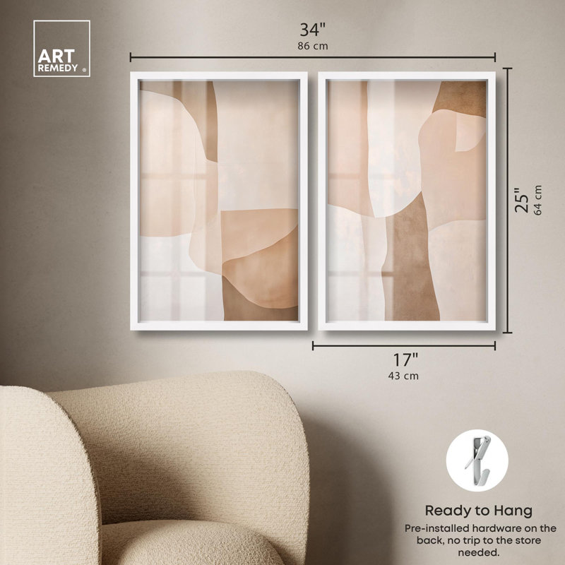 Ensemble de 2 panneaux décoratifs japonais Harmonic , H 25 po x l 17 po, Blanc