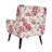 Jaqueze Upholstered Pattern White Linen Blend Tufted Wide Back Armchair with Solid Wood Leg-1897452732