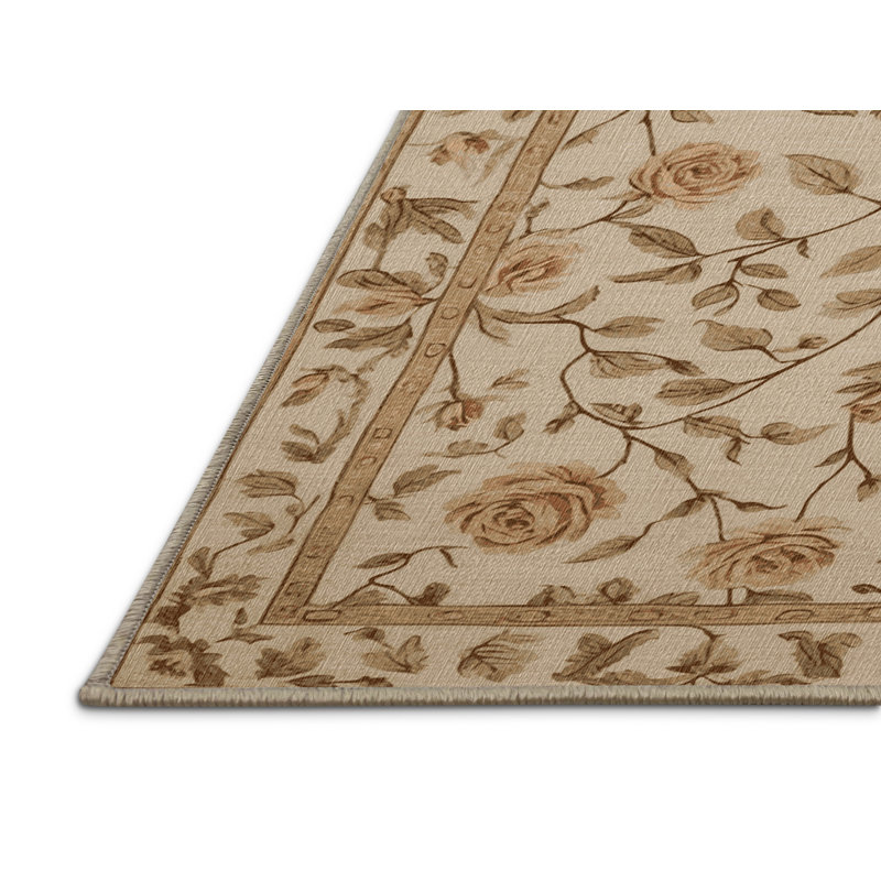  Tapis lavable champêtre rose, Rectangulaire 2 pi x 3 pi