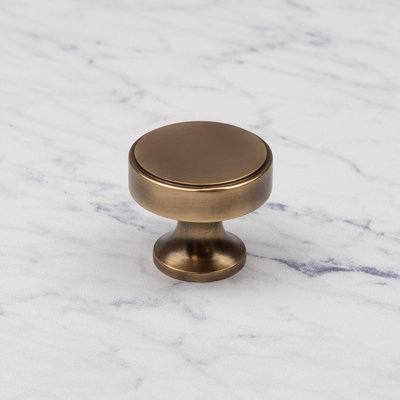 38mm Antique Brass Circular Disc Knob